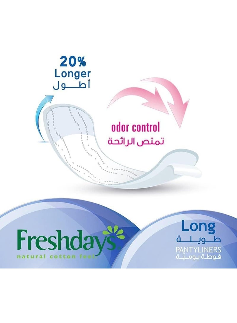 Freshdays Natural Cotton Feel Long Pantyliners Soft Plus Flexy Fit & Odor Control Daily Freshness Economy Pack 48 Liners - Image 3